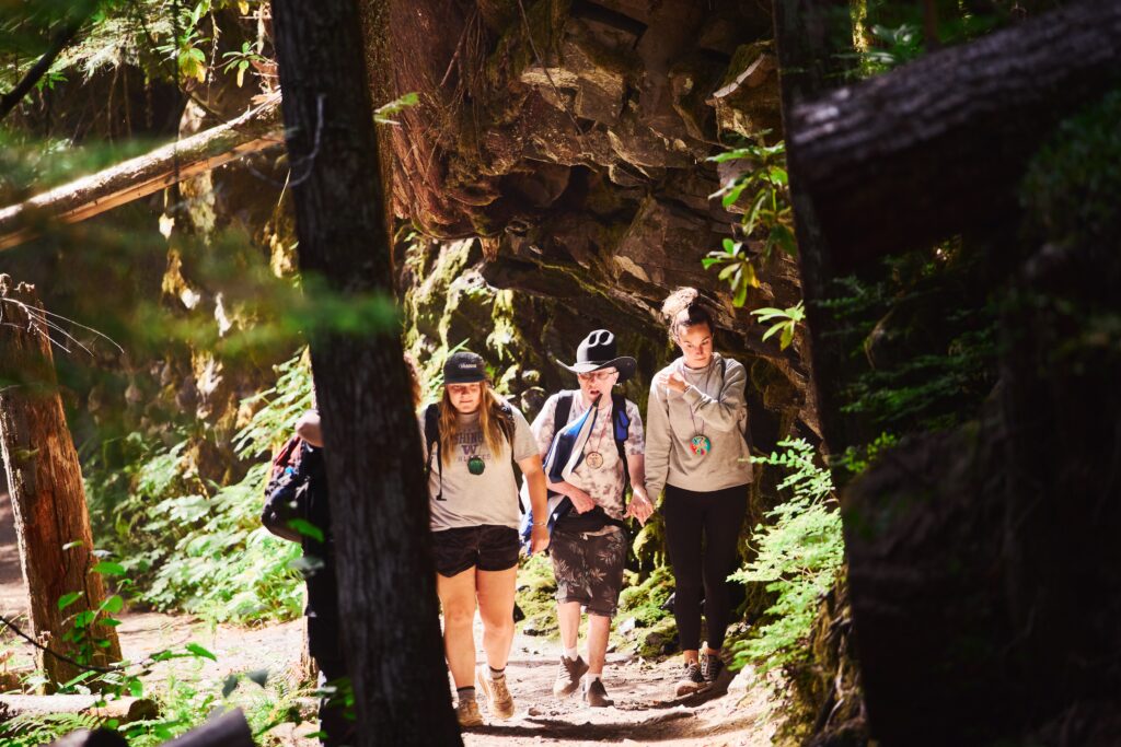 Campers walking the trail